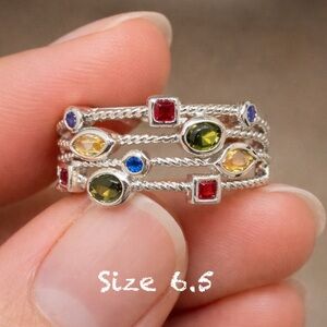 Multicolored Sterling Silver Ring 6.5